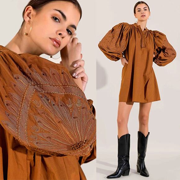 NWT Scarlett Poppies 3/4 Sleeves Embroidered Telenovela...